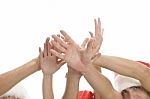 Raised Hands Of People Stock Photo
