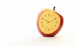 Red Apple Slice Clock Idea Concept Stock Photo
