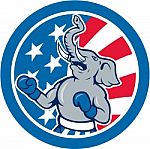 Republican Elephant Boxer Mascot Circle Cartoon Stock Photo
