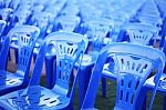 Rows Of Blue Chairs Stock Photo