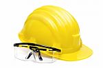 Safety Glasses And Helmet Stock Photo