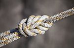 Safety Knot, White Rope Stock Photo