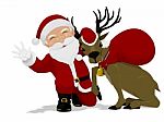 Santa And His Reindeer Stock Photo