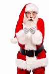 Santa Claus Posing With Open Palms Over White Stock Photo