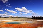 Scenic View At Midway Geyser Basin Stock Photo