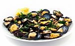 Seafood Salad With Fresh Mussels Stock Photo