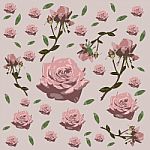 Seamless Floral Pattern With Roses - Flower - Illustration Stock Photo