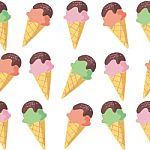 Seamless Pattern Of Colorful Ice Cream Cones Illustration Background Stock Photo