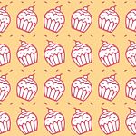 Seamless Pattern Of  Cupcake Illustration Background Stock Photo