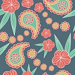 Seamless Pattern Of  Paisley With Flower Illustration Background Stock Photo