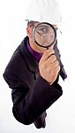 Search - Architect Holding Magnifier Stock Photo
