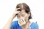 Senior Woman Headache Stock Photo