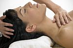 Sexy Female Taking Massage Stock Photo
