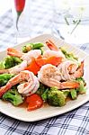 Shrimp Stir-fried With Broccoli Stock Photo