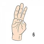 Sign Language,number 6 Stock Photo