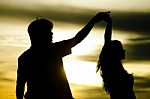 Silhouette Of Dancing Couple