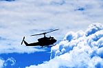 Silhouette Tansportation Helicopter Stock Photo