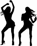 Silhouettes women dancing Stock Photo