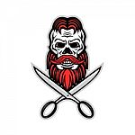 Skull Hair And Beard Scissors Mascot Stock Photo