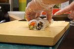 Slicing Sushi Stock Photo