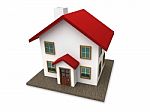 Small House With Red Roof Stock Photo