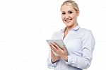 Smart Businesswoman Using Tablet Device Stock Photo