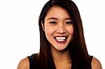 Smiling Asian Girl With Beautiful Long Hair Stock Photo