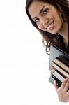 Smiling College Student With Books Stock Photo
