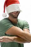 Smiling Guy Covered Face With Hat Stock Photo