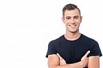 Smiling Young Causal Guy Stock Photo
