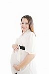 Smiling Young Pregnant Woman Stock Photo