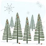 Snowflakes And Trees Stock Photo