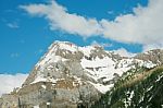 snowy Mountain with trees Stock Photo