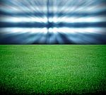 Soccer Field And The Bright Lights Stock Photo