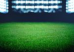 Soccer Field And The Bright Lights Stock Photo