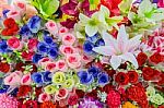 Spring Flowers In A Multicolored Mixed Bouquet Stock Photo