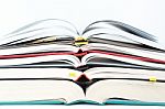 Stack Of Open Books Stock Photo