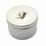 Stainless Cotton Wool Container Closed Twist Cover On White Back Stock Photo