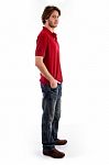 Standing Man With Hands In Pocket Stock Photo