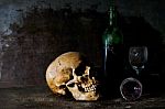 Still Life With A Skull Stock Photo