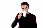 Stylish Man Holding Coffee Cup Stock Photo