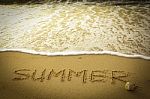 Summer Text On The Beach Stock Photo