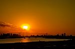 Sunset City Landscape Golden Hour Stock Photo