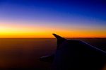 Sunset Horizon Sky On The Plane Stock Photo