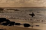 Sunset Surfer Stock Photo