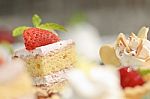 Sweet Delicious Strawberry And Cream Cake Stock Photo