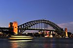 Sydney Harbour Bridge At Dusk Stock Photo