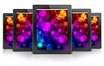 tablet PC with bokeh background Stock Photo