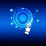 Technology Button With Magic Light Stock Photo