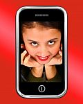 Teenage Asian Girl On Smartphone Stock Photo